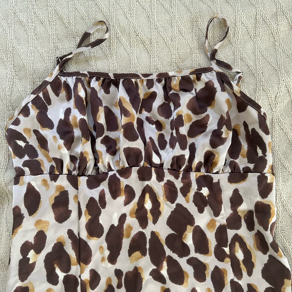 Cheetah print midi dress satin